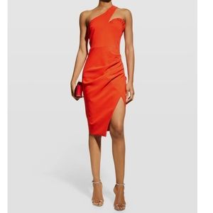 Lavish Alice - Red Ruched One Shoulder Bodycon Dress